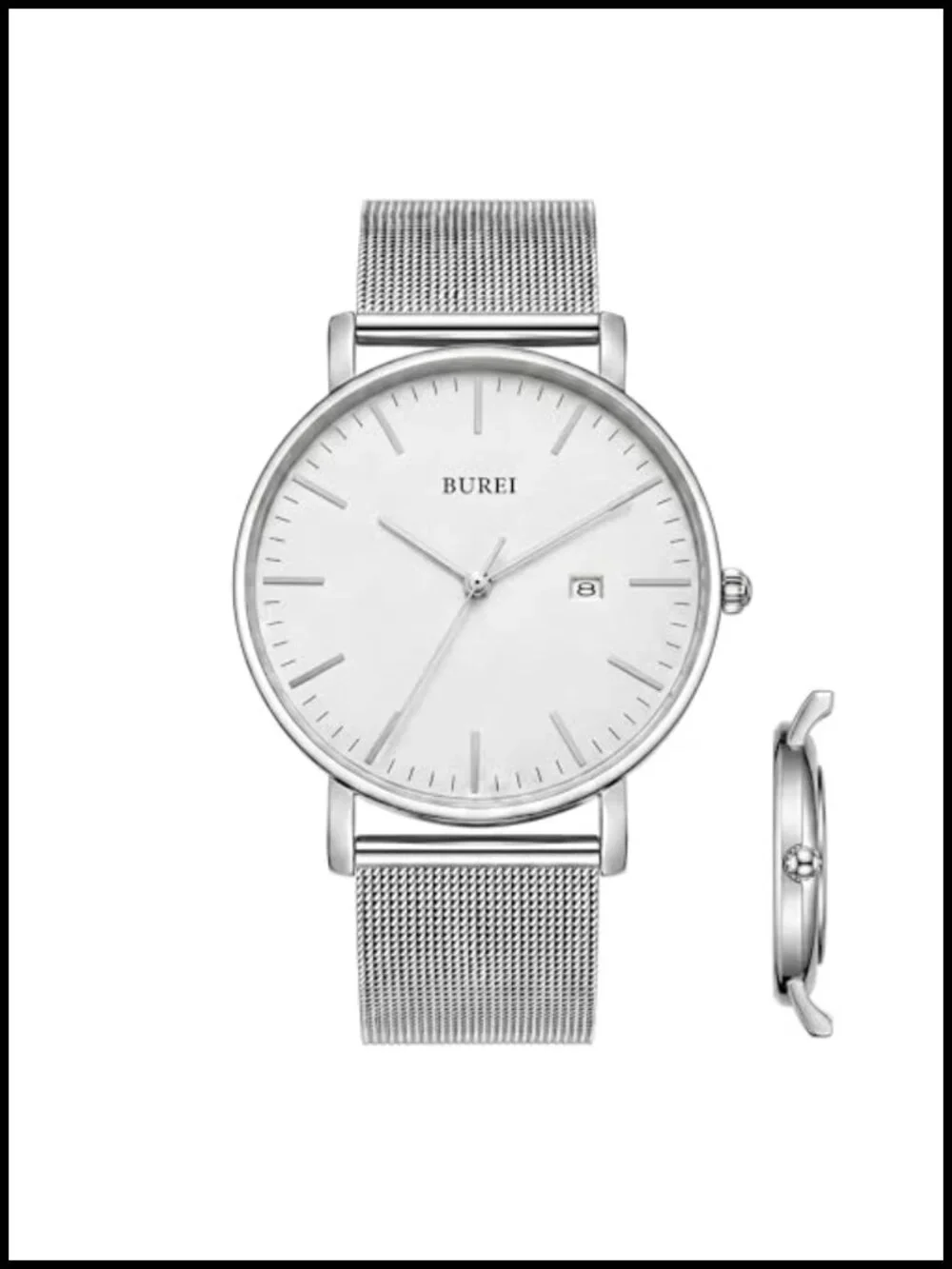 Men's Thin Analog Quartz Watch Stainless Steel Mesh Band Minimalist